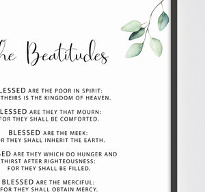 Matthew 5:3-10 The Beatitudes Printables, Greenery Scripture