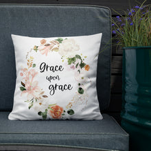 Load image into Gallery viewer, Grace Upon Grace Premium Linen Style Pillow, Floral