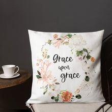 Load image into Gallery viewer, Grace Upon Grace Premium Linen Style Pillow, Floral