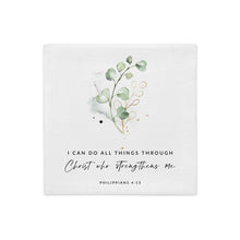 Load image into Gallery viewer, I Can Do All Things Premium Linen Style Pillow, Greenery