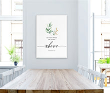 Load image into Gallery viewer, Colossians 3:2 Art Print, Greenery Scripture
