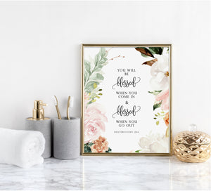 Deuteronomy 28:6 You Will Be Blessed Printables, Floral Scripture