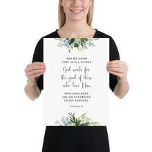 Load image into Gallery viewer, Romans 8:28 God Works For The Good Art Print, Greenery Scripture
