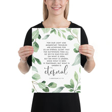 Load image into Gallery viewer, 2 Corinthians 4:17-18 Art Print, Greenery Scripture