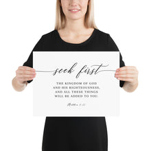 Load image into Gallery viewer, Matthew 6:33 Seek First Landscape Art Print, Modern Scripture