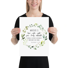 Load image into Gallery viewer, Philippians 4:8 Whatever is True Art Print, Greenery Scripture