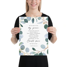 Load image into Gallery viewer, 2 Corinthians 12:9 Art Print, Greenery Scripture