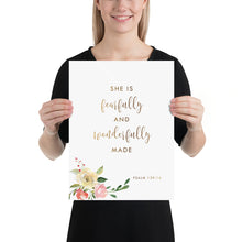 Load image into Gallery viewer, Psalm 139:14 She Is Nursery Art Print, Floral Scripture