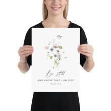 Load image into Gallery viewer, Psalm 46:10 Be Still Art Print, Floral Scripture
