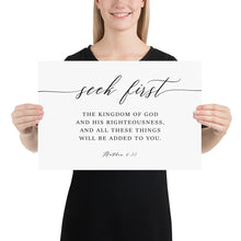 Load image into Gallery viewer, Matthew 6:33 Seek First Landscape Art Print, Modern Scripture