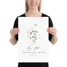 Load image into Gallery viewer, Psalm 46:10 Be Still Art Print, Floral Scripture