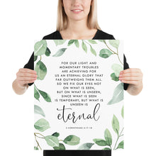 Load image into Gallery viewer, 2 Corinthians 4:17-18 Art Print, Greenery Scripture