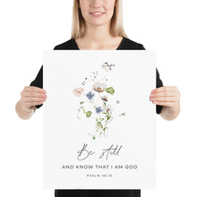 Load image into Gallery viewer, Psalm 46:10 Be Still Art Print, Floral Scripture