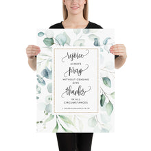 Load image into Gallery viewer, 1 Thessalonians 5:16-18 Rejoice Pray Thanks Art Print, Greenery Scripture