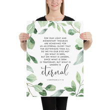 Load image into Gallery viewer, 2 Corinthians 4:17-18 Art Print, Greenery Scripture