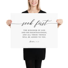 Load image into Gallery viewer, Matthew 6:33 Seek First Landscape Art Print, Modern Scripture