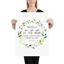 Load image into Gallery viewer, Philippians 4:8 Whatever is True Art Print, Greenery Scripture