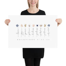Load image into Gallery viewer, Galatians 5:22-23 Fruit of the Spirit Art Print, Floral Scripture