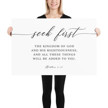 Load image into Gallery viewer, Matthew 6:33 Seek First Landscape Art Print, Modern Scripture