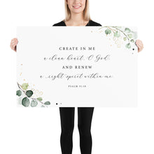 Load image into Gallery viewer, Psalm 51:10 KJV A Clean Heart Art Print, Greenery Scripture