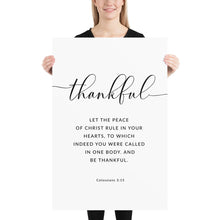 Load image into Gallery viewer, Colossians 3:15 Thankful Art Print, Modern Scripture