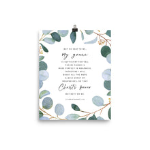 Load image into Gallery viewer, 2 Corinthians 12:9 Art Print, Greenery Scripture
