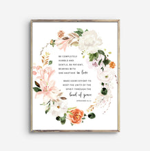 Load image into Gallery viewer, Ephesians 4:2-3 Be Completely Humble Printables, Floral Scripture