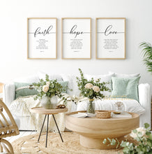 Load image into Gallery viewer, Faith Hope Love Set of 3 Printables, Modern Scripture