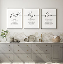 Load image into Gallery viewer, Faith Hope Love Set of 3 Printables, Modern Scripture