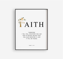 Load image into Gallery viewer, Faith Hope Love a Set of 3 Printables, Gold Scripture
