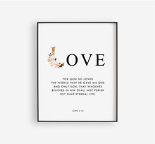 Load image into Gallery viewer, Faith Hope Love a Set of 3 Printables, Gold Scripture