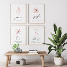 Load image into Gallery viewer, Grace Faith Love Blessings Printables, Floral Scripture