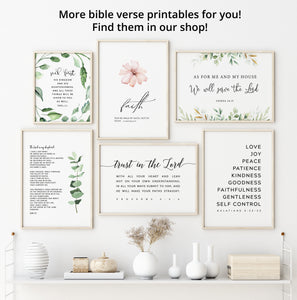 Grace Faith Love Blessings Printables, Floral Scripture