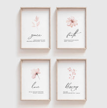 Load image into Gallery viewer, Grace Faith Love Blessings Printables, Floral Scripture