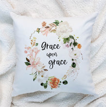 Load image into Gallery viewer, Grace Upon Grace Premium Linen Style Pillow, Floral