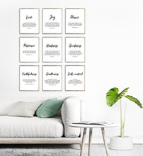Load image into Gallery viewer, Set of 9 Fruit of the Spirit, Galatians 5:22-23 Printables, Modern Scripture