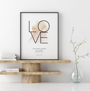 John 15:12 Love Each Other Minimalist Printables, Scripture Colors In Nature