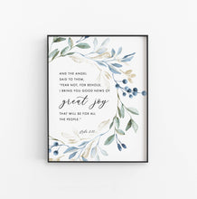 Load image into Gallery viewer, Luke 2:10 Great Joy Printables, Christmas Scripture