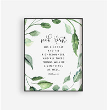 Load image into Gallery viewer, Matthew 6:33 Seek First His Kingdom Printables Greenery Scripture