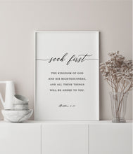 Load image into Gallery viewer, Matthew 6:33 Seek First Art Print, Modern Scripture