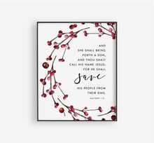Load image into Gallery viewer, Matthew 1:21 Printables, Christmas Scripture