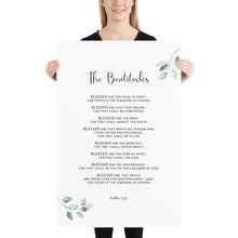 Load image into Gallery viewer, Matthew 5:3-10 The Beatitudes Art Print, Greenery Scripture