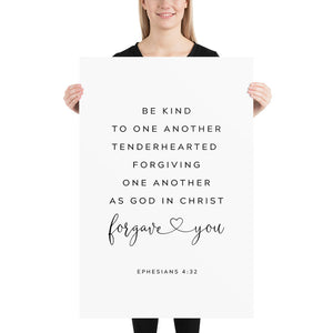 Ephesians 4:32 Be Kind Art Print, Modern Scripture