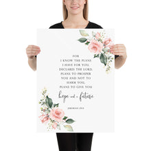 Load image into Gallery viewer, Jeremiah 29:11 Hope And A Future Mailed Print, Floral Scripture