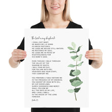 Load image into Gallery viewer, Psalm 23 Bible Verse Art Print, Greenery Scripture