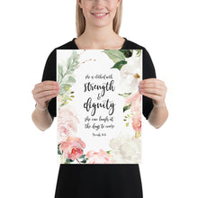 Load image into Gallery viewer, Proverbs 31:25 Strength & Dignity Art Print, Floral Scripture