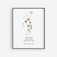 Load image into Gallery viewer, Numbers 6:24-26 The Lord Bless You Set of 3 Printables, Floral Scripture
