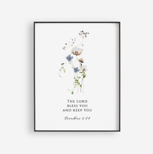 Load image into Gallery viewer, Numbers 6:24-26 The Lord Bless You Set of 3 Printables, Floral Scripture