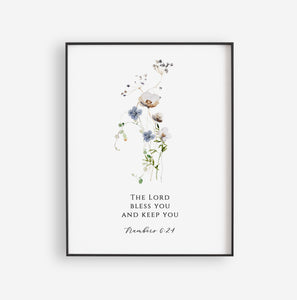 Numbers 6:24-26 The Lord Bless You Set of 3 Printables, Floral Scripture