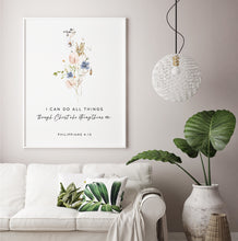 Load image into Gallery viewer, Philippians 4:13 I Can Do All Things Through Christ Bible Verse Printables, Floral Scripture